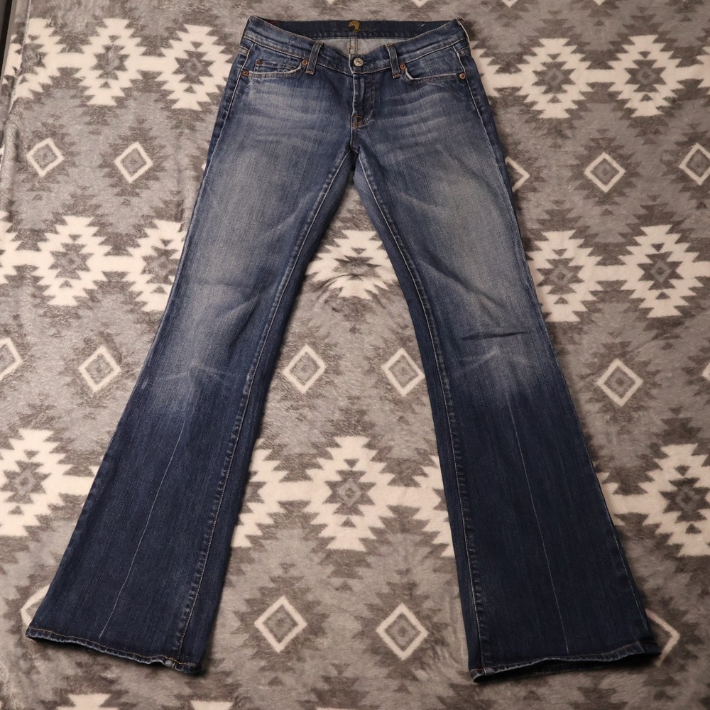 7 For All Mankind Bootcut Jeans Medium Wash Blue Denim 26 29x32" VTG USA Y2K